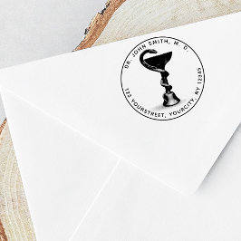 Medizinische Schlangenhühnerei Runde Rücksendeadre Gummistempel