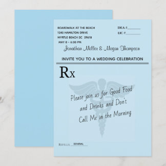 Medizinische Verschreibung Pad Blue Wedding Celebr Einladung
