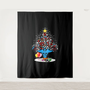 Medizinische Werkzeuge Weihnachtsbaum Funny Nurse Wandteppich