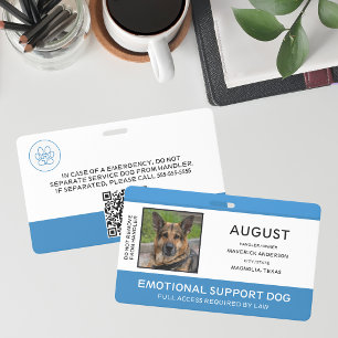 Medizinischer Alarm Blau Service-Hund Foto-ID Ausweis
