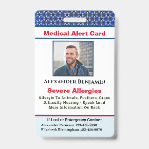 Medizinischer Allergie-Alarm Notfall-Foto Individu Ausweis