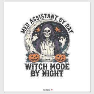 Medizinischer Assistent Halloween Hexe Vintage Gra Aufkleber