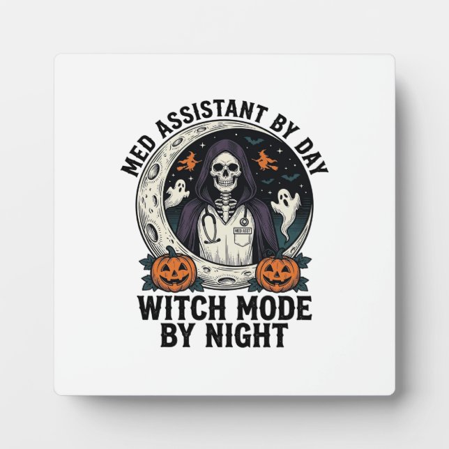 Medizinischer Assistent Halloween Hexe Vintage Gra Fotoplatte (Vorderseite)