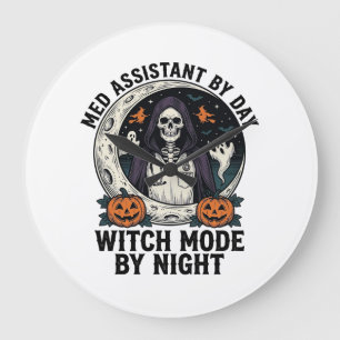 Medizinischer Assistent Halloween Hexe Vintage Gra Große Wanduhr