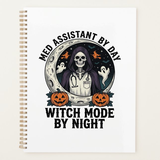 Medizinischer Assistent Halloween Hexe Vintage Gra Planer (Vorderseite)
