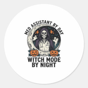 Medizinischer Assistent Halloween Hexe Vintage Gra Runder Aufkleber