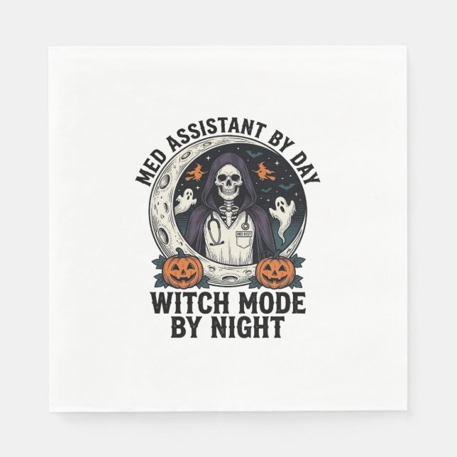 Medizinischer Assistent Halloween Hexe Vintage Gra Serviette (Vorderseite)