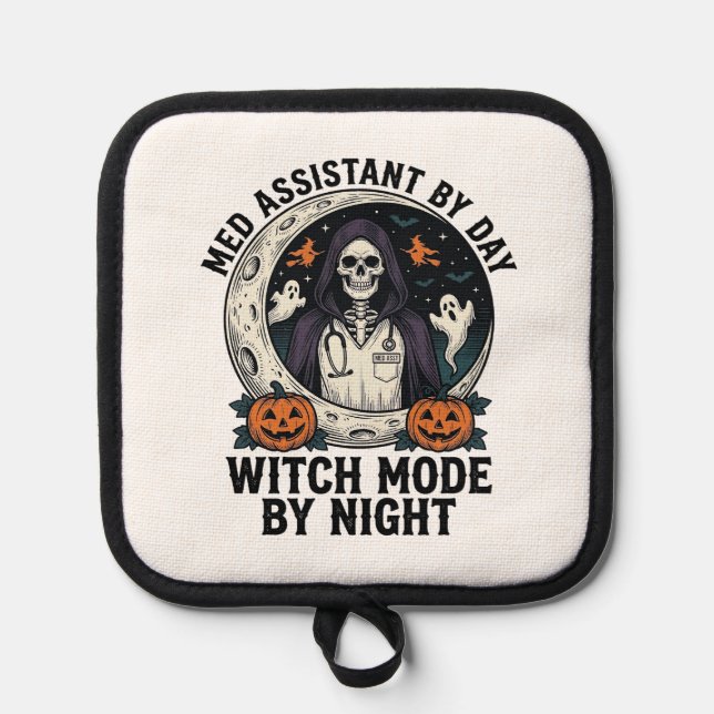 Medizinischer Assistent Halloween Hexe Vintage Gra Topflappen (Vorderseite)