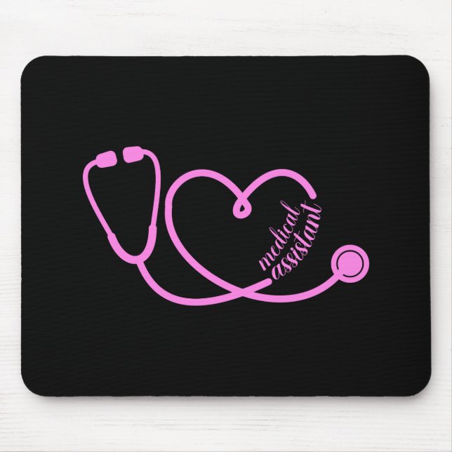 Medizinischer Assistent Herz Stethoscope Pink Mousepad (Vorne)