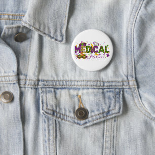Medizinischer Assistent - Mardi Gras Button