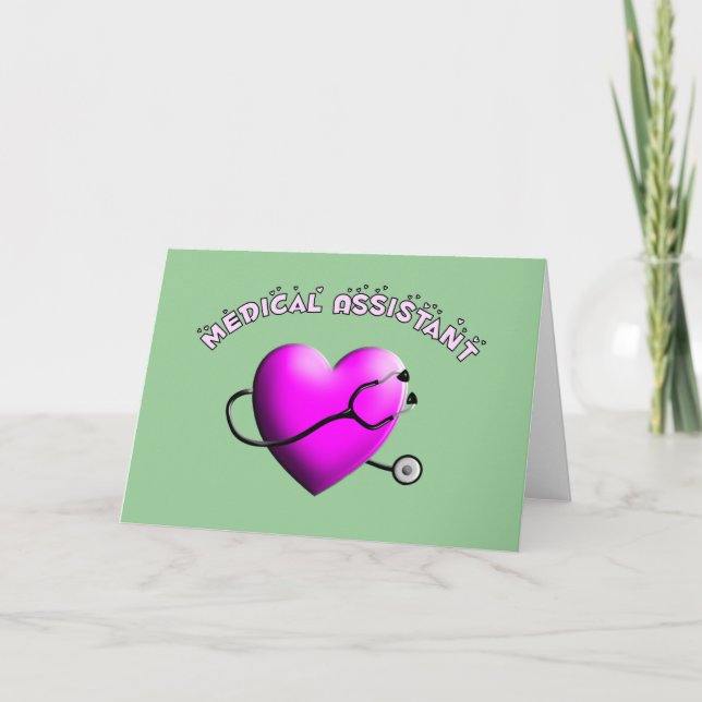 Medizinischer Assistent PINK HEART Design Geschenk Karte (Vorderseite)