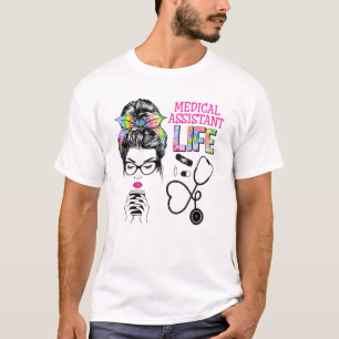 Medizinischer Assistent Stethoscope Gefärbte Krawa T-Shirt