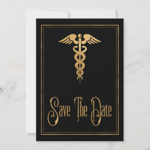 Medizinischer Caduceus Arzt Krankenschwester Blau Save The Date