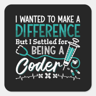 Medizinischer Code als ICD-Programmierer Quadratischer Aufkleber