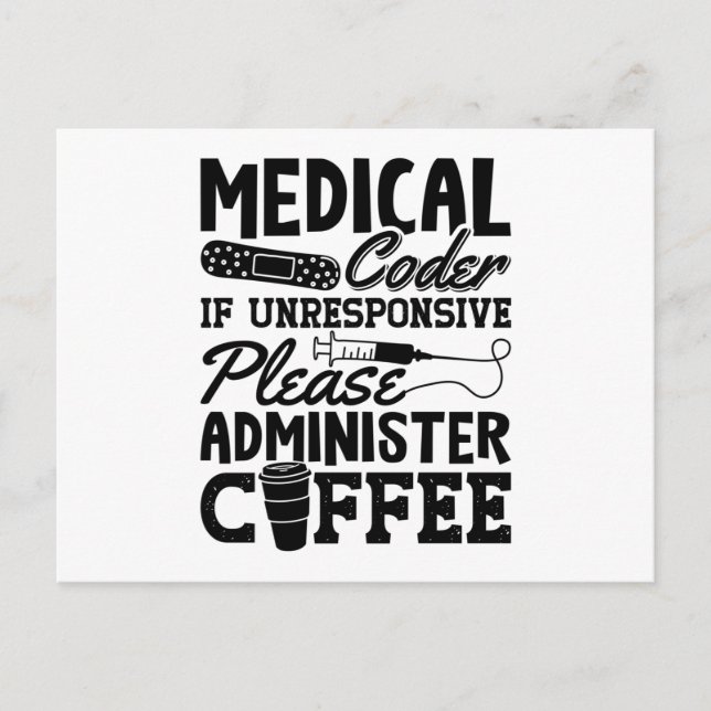 Medizinischer Coder Coffee Assistant ICD Coding Ge Postkarte (Vorderseite)