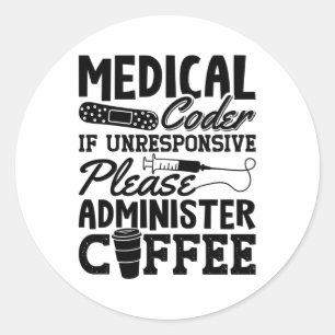 Medizinischer Coder Coffee Assistant ICD Coding Ge Runder Aufkleber