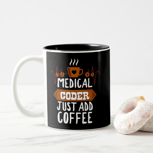 Medizinischer Coder einfach Kaffee Liebhaber Hearb Zweifarbige Tasse (Mit Donut)