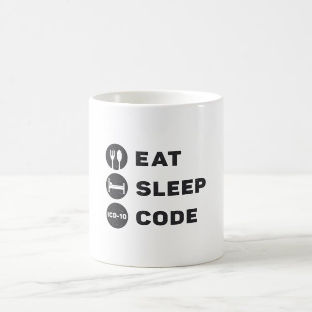 Medizinischer Coder isst Sleep Code ICD Coding Pro Kaffeetasse (Mittel)