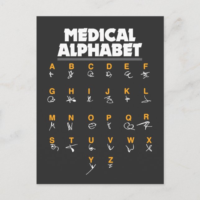 Medizinisches Alphabet für Ärzte Krankenpfleger Ch Postkarte (Vorderseite)