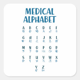 Medizinisches Alphabet Quadratischer Aufkleber