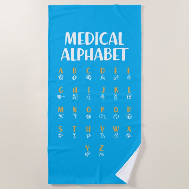 Medizinisches Alphabet Strandtuch (Vorderseite)
