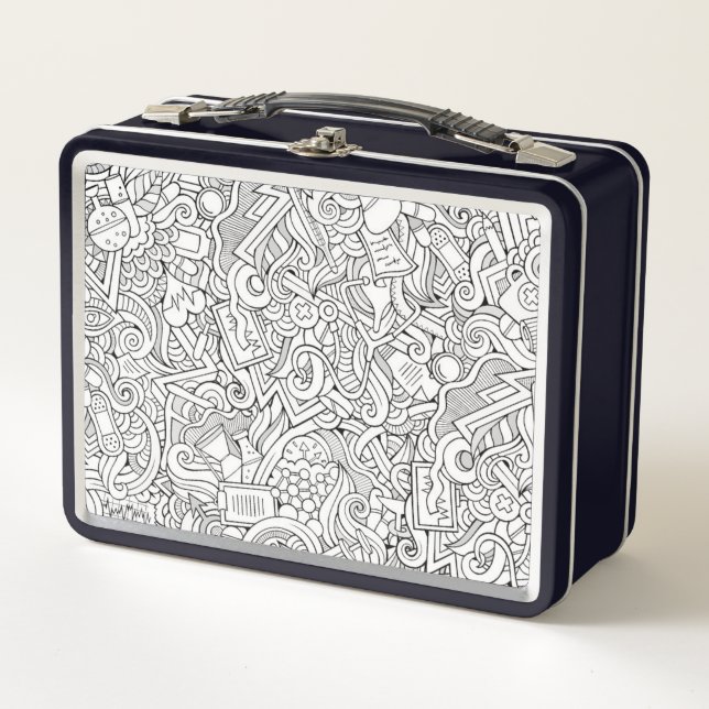 Medizinisches B&W Muster Metall Brotdose (Vorderseite)