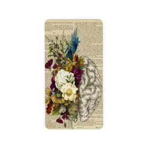medizinisches Blumen-Gehirn-Anatomie-Poster Adressaufkleber