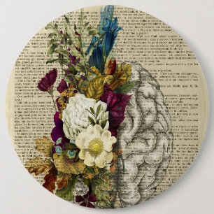 medizinisches Blumen-Gehirn-Anatomie-Poster Button