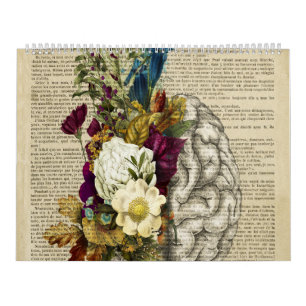 medizinisches Blumen-Gehirn-Anatomie-Poster Kalender