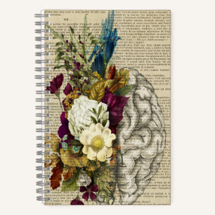 medizinisches Blumen-Gehirn-Anatomie-Poster Notizbuch