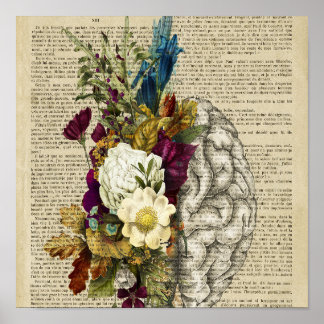 medizinisches Blumen-Gehirn-Anatomie-Poster Poster