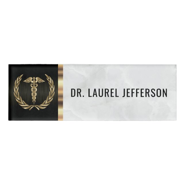 Medizinisches Büropersonal - weißer Marmor, Namenschild (Vorderseite)