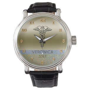 Medizinisches Caduceus-Symbol   Krankenpfleger RN  Armbanduhr