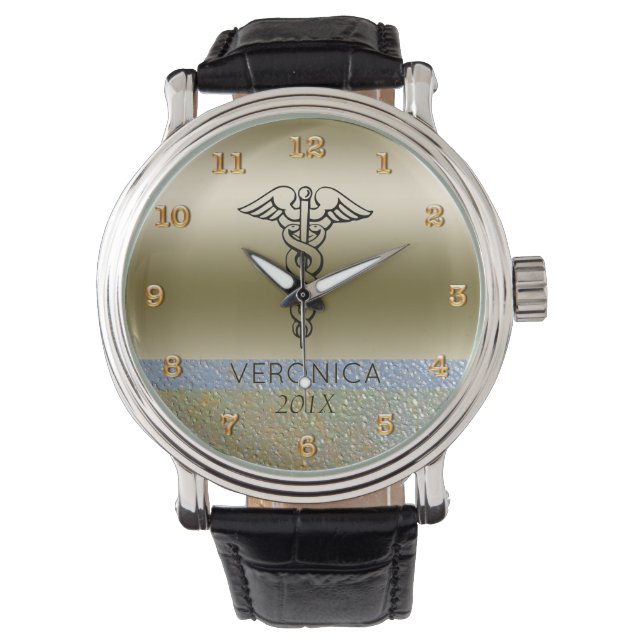 Medizinisches Caduceus-Symbol | Krankenpfleger RN  Armbanduhr (Vorderseite)