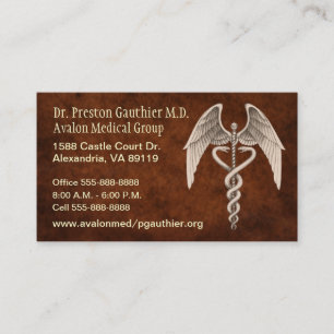 Medizinisches Caduceus-Symbol-Vintage Visitenkarte
