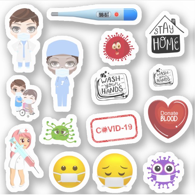 Medizinisches Covid-19 Corona Krankenhaus Masken k Aufkleber (Vorderseite)