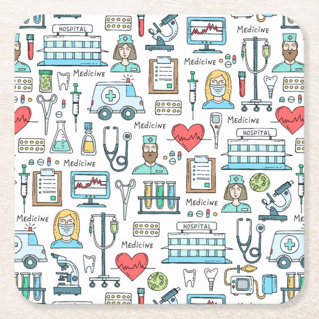 Medizinisches Entwurfs-Muster Rechteckiger Pappuntersetzer (Vorderseite)
