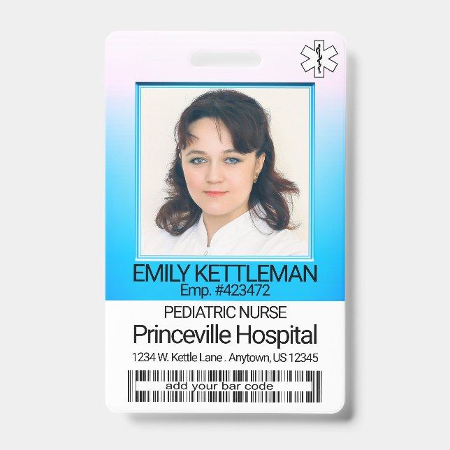Medizinisches Foto - Krankenschwester - Blau / Ros Ausweis (Vorderseite)