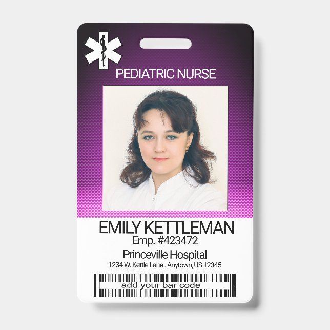 Medizinisches Foto - Pädiatrische Krankenschwester Ausweis (Vorderseite)