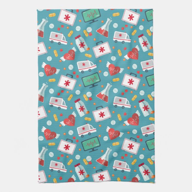 Medizinisches Ikonen-Muster Geschirrtuch (Vertikal)