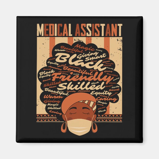 Medizinisches Kostüm Afro Proud Black Hist Magnet (Vorne)