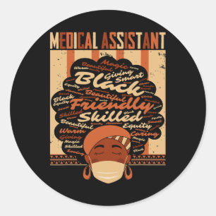 Medizinisches Kostüm Afro Proud Black Hist Runder Aufkleber