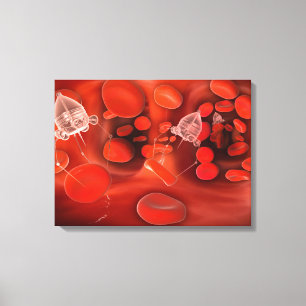 Medizinisches Nanobots im Blutstrom Leinwanddruck
