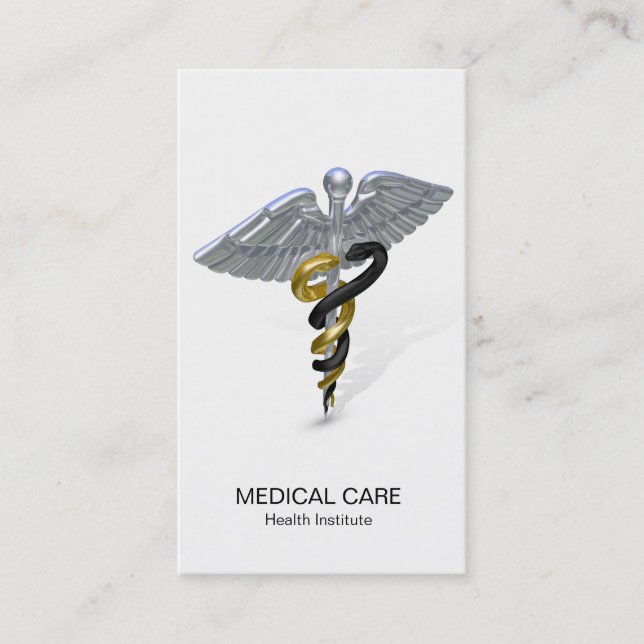 Medizinisches silbernes Caduceus-Schwarz-Gold - Visitenkarte (Vorderseite)