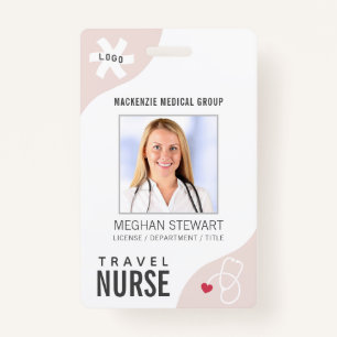 Medizinisches Stethoskop-Editable Pink REVEL NURSE Ausweis