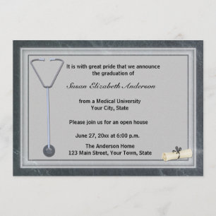 Medizinisches Stethoskop-graue Abschluss-Einladung Einladung