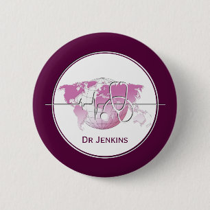 Medizinisches Stethoskop Herzschlag Weltkarte Button