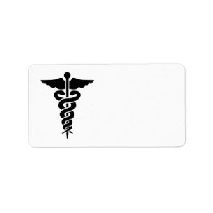 Medizinisches Symbol Caduceus Adressaufkleber