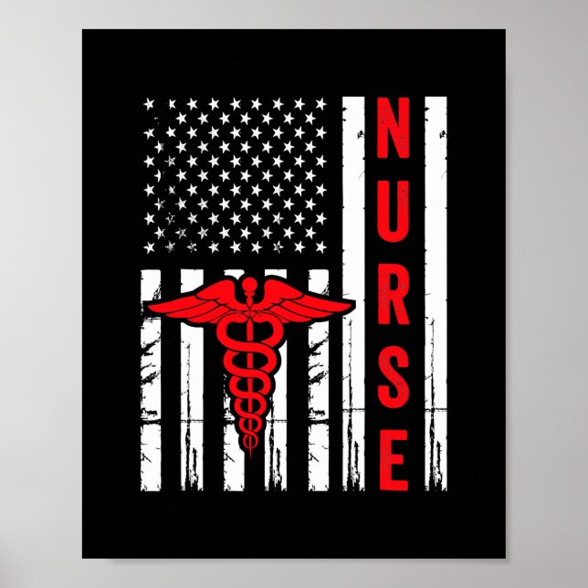 Medizinisches Symbol Caduceus American Flag Vintag Poster (Vorne)