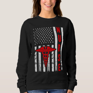 Medizinisches Symbol Caduceus American Flag Vintag Sweatshirt